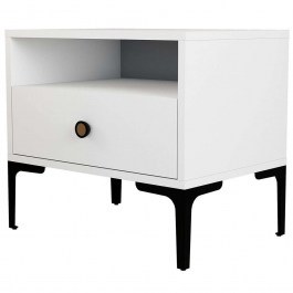 Bedside Table Lizbon 845HCT2507 56x40x50,8cm White-Black WHITE