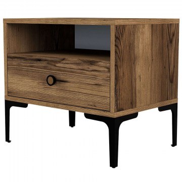 Bedside Table Lizbon 845HCT2504 56x40x50,8cm Walnut-Black
