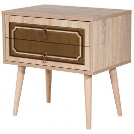 Bedside Table Two 869VEL3517 60x40x61cm Oak-Brown OAK-BROWN
