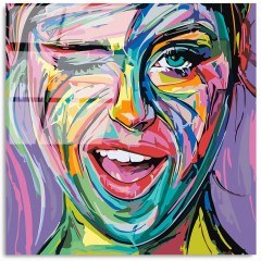 Tempered Glass Painting 123BZM2338 50x50cm Multi Wallity