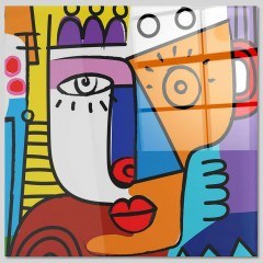 Tempered Glass Painting 403MGN3384 50x50cm Multi Wallity