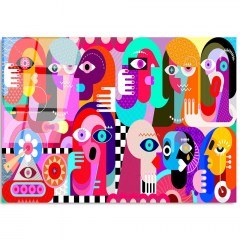 Πίνακας Γυάλινος 123BZM2268 100x70cm Multi Wallity