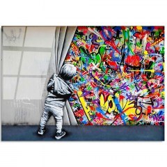 Πίνακας Γυάλινος 123BZM2274 100x70cm Multi Wallity