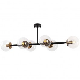 Φωτιστικό Οροφής - Πλαφονιέρα Fazli 942FLG1212 110x40x35cm 6xE14 40W Black-Clear Opviq BLACK-CLEAR