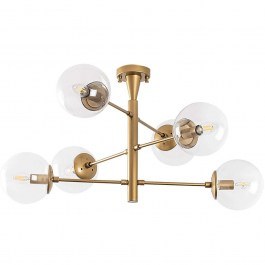 Φωτιστικό Οροφής - Πλαφονιέρα Arge 942FLG2510 75x75x40cm 6xE14 40W Gold-Clear Opviq GOLD-CLEAR