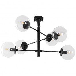 Φωτιστικό Οροφής - Πλαφονιέρα Arge 942FLG2508 75x75x40cm 6xE14 40W Black-Clear Opviq BLACK-CLEAR