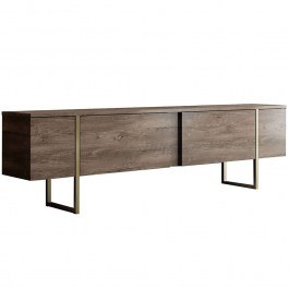 Έπιπλο Τηλεόρασης Luxe 618BLY1103 180x30x50cm Walnut-Gold WALNUT