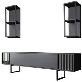 Σύνθεση Τηλεόρασης Chrome Line 618BLY1142 180x30x48cm Anthracite-Black ANTHRACITE