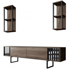 Σύνθεση Τηλεόρασης Chrome Line 618BLY1144 180x30x48cm Walnut-Black WALNUT