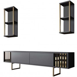 Television Composition Gold Line 618BLY1145 180x30x48cm Anthracite-Black ANTHRACITE-BLACK