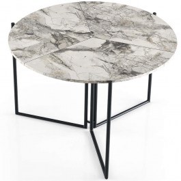 Folding  Table Yaprak 974NMB1518 D100x72cm Marble Effect White WHITE
