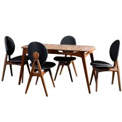 Τραπεζαρία Touch (Σετ 5Τμχ) 998VOW2130 160x80x75cm Walnut-Anthracite