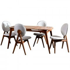 Τραπεζαρία Touch (Σετ 5Τμχ) 998VOW2129 160x80x75cm Walnut-Cream