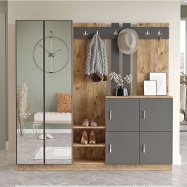 Έπιπλο Εισόδου 956LCS2809 187,2x37,5x180cm Oak-Anthracite ANTHRACITE-OAK