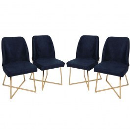 Chair Madrid (Set 4Pcs) 974NMB1218 50x49x90cm Blue-Gold BLUE