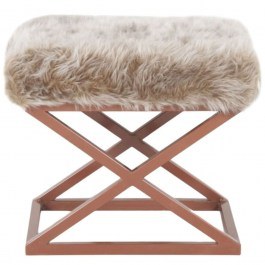 Stool Capraz Plush 383EVN1230 50x40x42cm Copper-Brown BROWN-COPPER