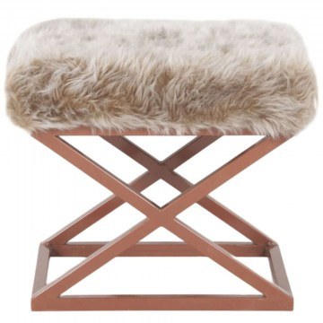 Σκαμπό Capraz Plush 383EVN1230 50x40x42cm Copper-Brown