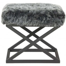 Stool Capraz Plush 383EVN1223 50x40x42cm Black-Grey BLACK-GREY