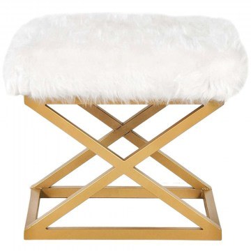 Σκαμπό Capraz Plush 383EVN1221 50x40x42cm Gold-White