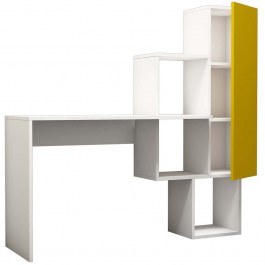 Desk Acelya 845HCT3801 145x45x141,5cm White-Yellow WHITE-YELLOW