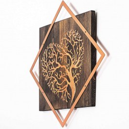 Wall Decorative Tree 899SKL2255 54x54cm Walnut-Copper Wallity WALNUT-COPPER