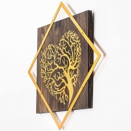 Wall Decorative Tree 899SKL2254 54x54cm Walnut-Gold Wallity WALNUT-GOLD