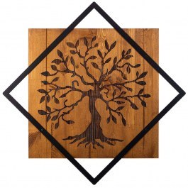 Διακοσμητικό Τοίχου Tree 899SKL2124 54x54cm Walnut-Black Wallity WALNUT-BLACK