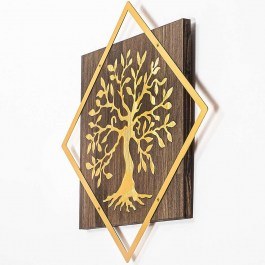 Διακοσμητικό Τοίχου Tree 899SKL2251 54x54cm Walnut-Gold Wallity WALNUT-GOLD