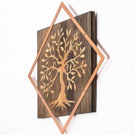 Διακοσμητικό Τοίχου Tree 899SKL2252 54x54cm Walnut-Copper Wallity WALNUT-COPPER