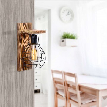 Wall Lamp - Sconce Erebos 521SHN2135 16x16x30cm 1xE27 40W Walnut-Black Opviq