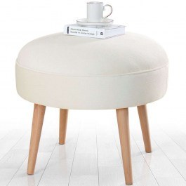 Stool Romley 209FLF1402 D52x44cm Cream NATURAL