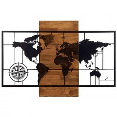 &Delta;&iota;&alpha;&kappa;&omicron;&sigma;&mu;&eta;&tau;&iota;&kappa;ό &Tau;&omicron;ί&chi;&omicron;&upsilon; World Map 279ENZ1744 85x58cm Walnut-Black Wallity
