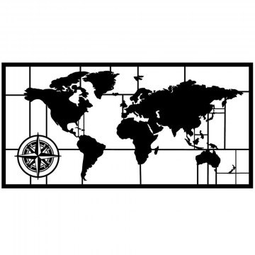 Διακοσμητικό Τοίχου World Map 279ENZ1119 121x60cm Black Wallity