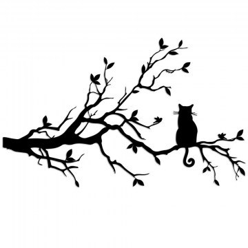 Wall Decorative Cat 891TNL3533 80x50cm Black Wallity