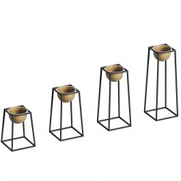 Κασπώ (Σετ 4Τμχ) 247HFM1165 22x22x30/22x22x40/22x22x50/22x22x60cm Black-Gold Aberto Design BLACK-GOLD