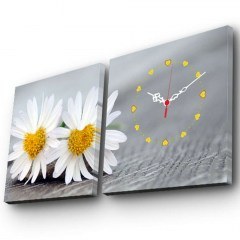 Canvas Painting With Clock (Set 2Pcs) 228CLA2601 28x28cm Multi Wallity