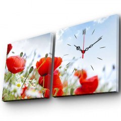 Canvas Painting With Clock (Set 2Pcs) 228CLA2615 28x28cm Multi Wallity
