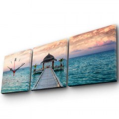 Canvas Painting With Clock (Set 3Pcs) 228CLA2675 28x28cm Multi Wallity