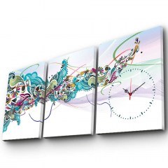 Πίνακας Καμβάς Με Ρολόι (Σετ 3Τμχ) 228CLA3603 30x40cm Multi Wallity