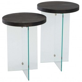 Τραπεζάκια Βοηθητικά Serenity (Σετ 2Τμχ) 552NOS2404 35x51/35x46cm Clear-Anthracite ANTHRACITE-CLEAR
