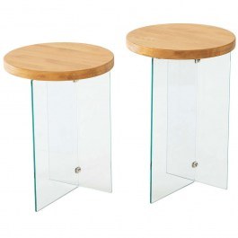 Τραπεζάκια Βοηθητικά Serenity (Σετ 2Τμχ) 552NOS2412 35x51/35x46cm Clear-Oak CLEAR-OAK