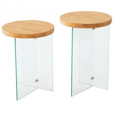 Side Tables Serenity (Set 2Pcs) 552NOS2412 35x51/35x46cm Clear-Oak