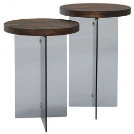 Τραπεζάκια Βοηθητικά Serenity (Σετ 2Τμχ) 552NOS2410 35x51/35x46cm Dark Grey-Walnut WALNUT-GREY