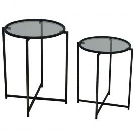 Τραπεζάκια Βοηθητικά (Σετ 2Τμχ) 552NOS1452 50x50x60/50x50x50cm Black BLACK