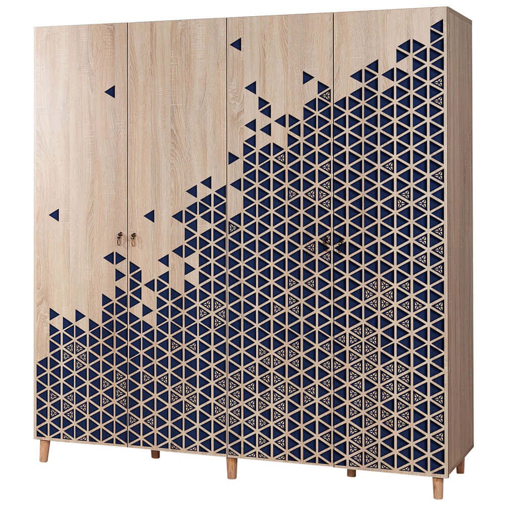 Ντουλάπα Τετράφυλλη Ιmaj 863SPH4223 180x52x192cm Oak-Blue