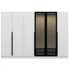 Six-Leaf Wardrobe Kale Plus 506MNR2855 270x52x210cm White-Black