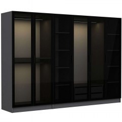 Six-Leaf Wardrobe Kale 506MNR2728 270x52x210cm Anthracite-Black