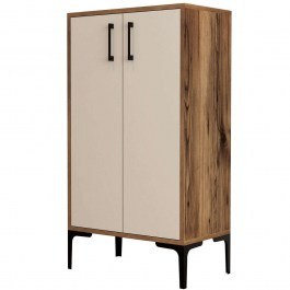 Shoe Cabinet Prag 845HCT4110 60x35x111cm Walnut-Cream WALNUT-CREAM