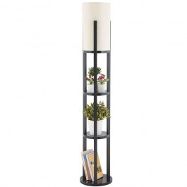 Floor Lamp With Shelves Circle Nora 390FLH2282 25x134cm E27 60W Black Opviq BLACK