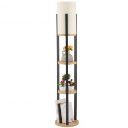 Floor Lamp With Shelves Circle Nora 390FLH2281 25x134cm E27 60W Natural-Black Opviq NATURAL-BLACK